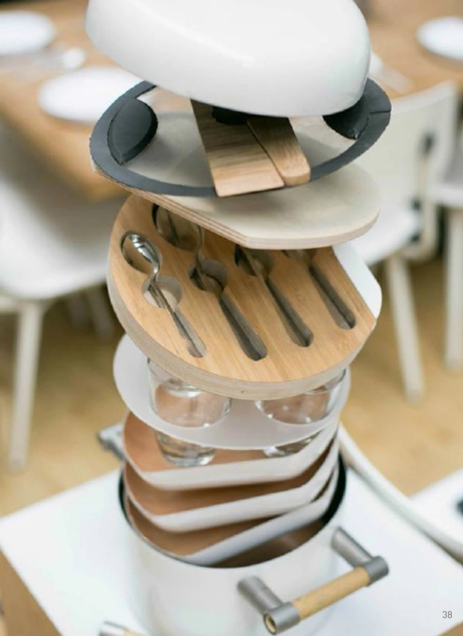 Physical CooKit model with cooking tools arranged in stacked layers