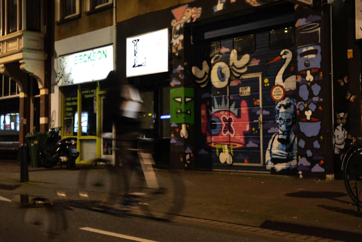 REK project photograph in an illuminated city street